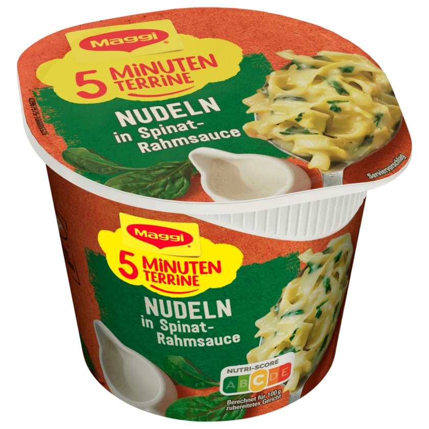 Maggi 5 Minuten Terrine Nudeln in Spinat-Rahm-Sauce 50g